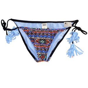 Mossimo Hipster String Tie Tassle Bikini Bottoms Black Medium Womens Pool Beach